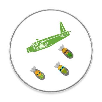 Green Pineapple Bomb Flugzeug - Runder Kühlschrankmagnet - Weiß - Vorne