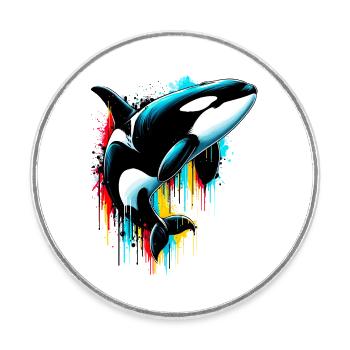 Killer whale - Round  fridge magnet - white - Front