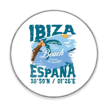 Vintage Design Strand Ibiza Spanien - Runder Kühlschrankmagnet - Weiß - Vorne