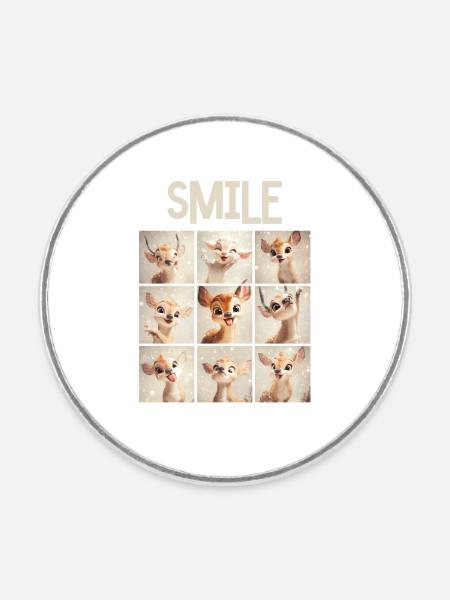 Niedliche Rehkitz-Gesichter Collage - Fotobox - Runder Kühlschrankmagnet - Weiß