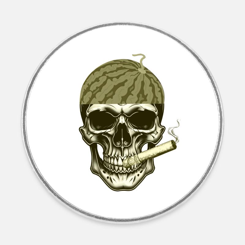 Watermelon Head Skull Styled - Round  fridge magnet - white