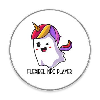 Flexible NPC Player – Colorful Unicorn Ghost - Round  fridge magnet - white - Front