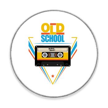 Old school - Round  fridge magnet - white - Front