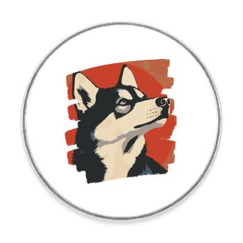 Husky - Runder Kühlschrankmagnet - Weiß - Vorne