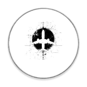 Airplane Drawing - Round  fridge magnet - white - Front