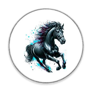 Horse - Round  fridge magnet - white - Front