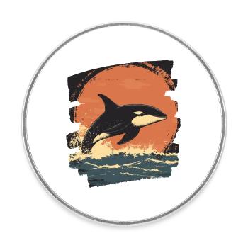 Killer whale - Round  fridge magnet - white - Front