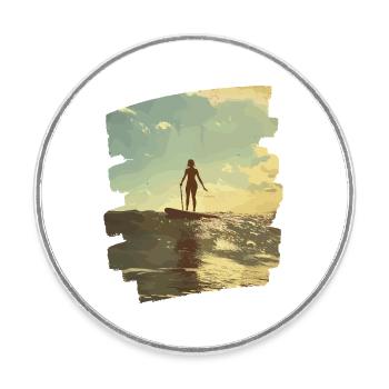 Stand-up paddle SUP - Round  fridge magnet - white - Front