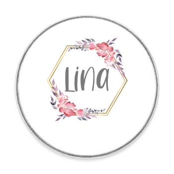 Lina Girl Name Personalized Gift - Round  fridge magnet - white - Front