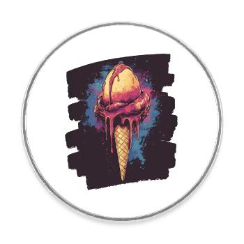 Crème glacée Crème glacée - Magnet rond - blanc - Devant