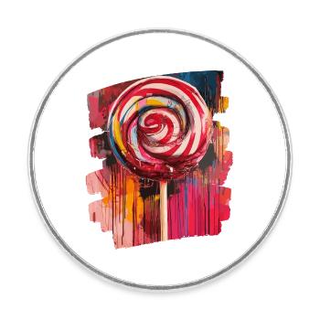 Lollipop Lutscher Bonbon Süssigkeit - Runder Kühlschrankmagnet - Weiß - Vorne