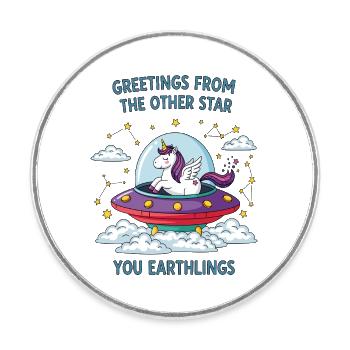 Unicorn from space - Round  fridge magnet - white - Front
