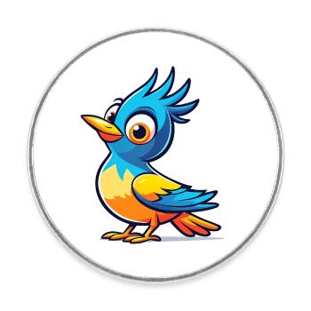 Blauer Vogel - Runder Kühlschrankmagnet - Weiß - Vorne