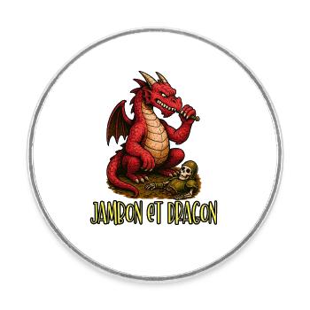 Ham is Dragon - Geek Humor / Gamer / RPG - Runder Kühlschrankmagnet - Weiß - Vorne