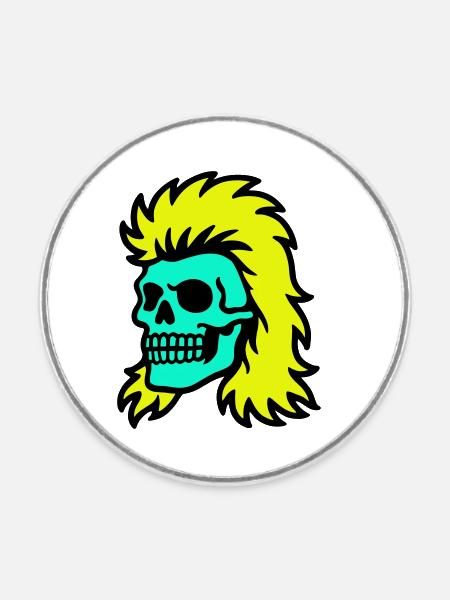 Vokuhila Skull - Runder Kühlschrankmagnet - Weiß