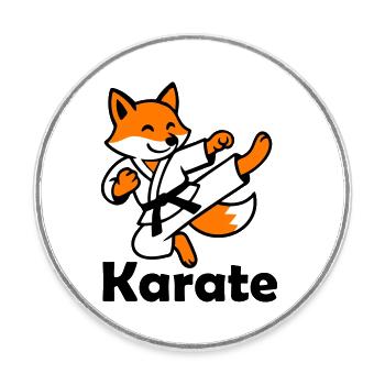 Karaté Renard - Magnet rond - blanc - Devant