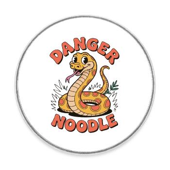 Danger Noodle – Lustiges Schlangen Design - Runder Kühlschrankmagnet - Weiß - Vorne
