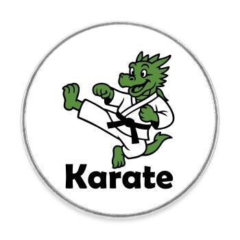 Karaté Dragon - Magnet rond - blanc - Devant