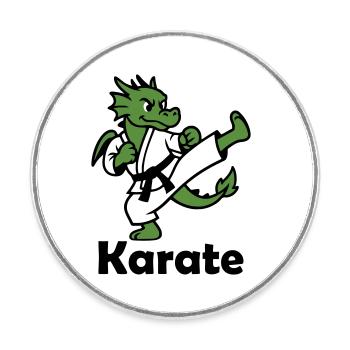 Karaté Dragon - Magnet rond - blanc - Devant