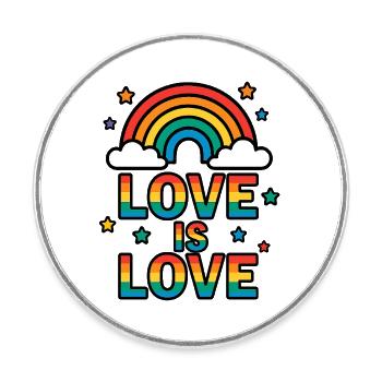 Arc-en-ciel coloré avec message d’amour - Magnet rond - blanc - Devant
