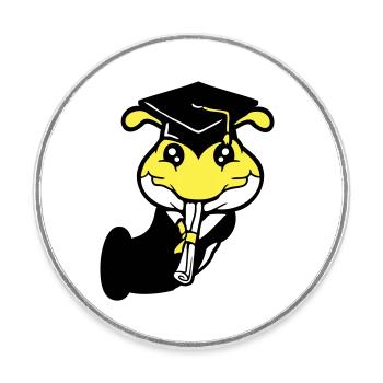 Trou Chenille Certificat de fin d'études secondaires Diplôme d'études secondaires obtenu - Magnet rond - blanc - Devant
