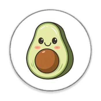 Kawaii Avocado Food Lover - Round  fridge magnet - white - Front