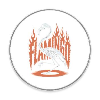 Flamingo Flammen Skelett Halloween - Runder Kühlschrankmagnet - Weiß - Vorne