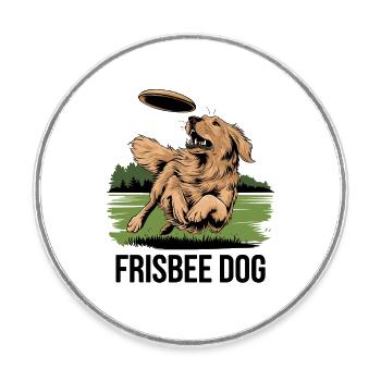 Aventure Frisbee Dog dans le parc avec votre fidèle compagnon - Magnet rond - blanc - Devant