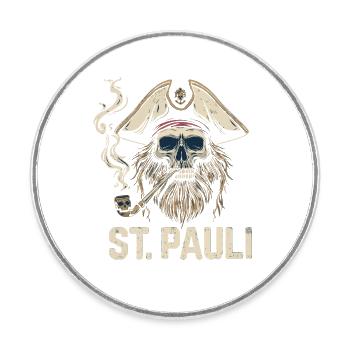 St.Pauli Kiez Hamburg Totenkopf Sankt Pauli - Magnet rond - blanc - Devant