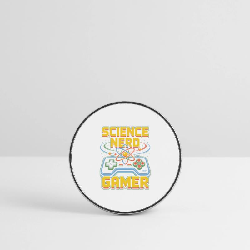 Science Nerd Gamer Atom Controller Wissenschaft Round  fridge magnet