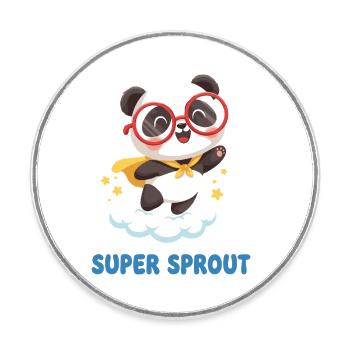 Cute Super Sprout Panda with Cap - Round  fridge magnet - white - Front