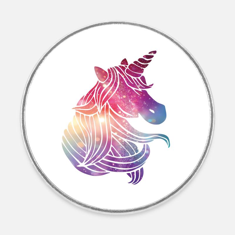 paillettes de licorne - Magnet rond - blanc