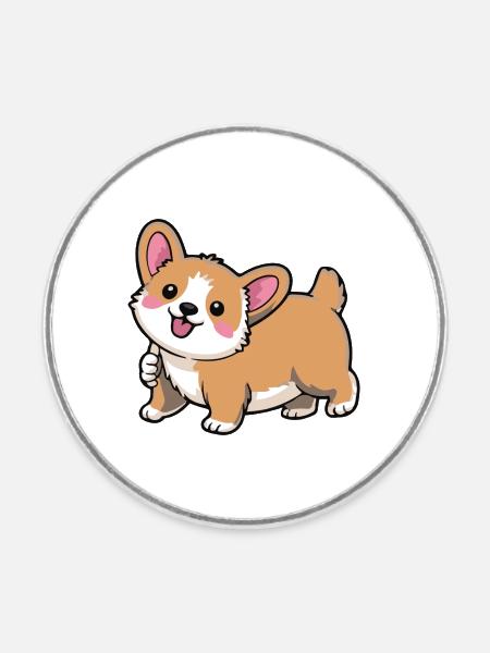 Corgi Schwanzwedeln - Runder Kühlschrankmagnet - Weiß
