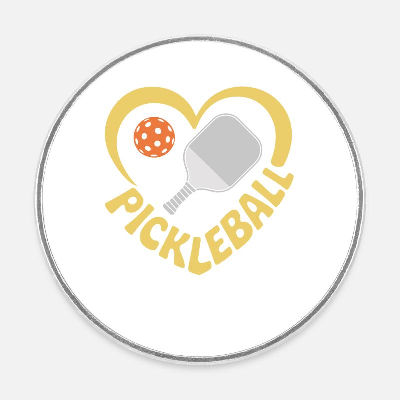 Herz Pickleball Paddle - Runder Kühlschrankmagnet - Weiß