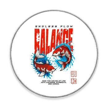 Koi Fish - Balance - Round  fridge magnet - white - Front