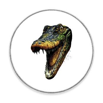 Kaiman Krokodil Alligator Reptilien Kroko Kaimane - Runder Kühlschrankmagnet - Weiß - Vorne
