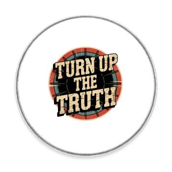 Retro Grunge – Turn Up The Truth - Runder Kühlschrankmagnet - Weiß - Vorne
