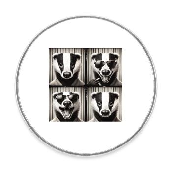 Badger Sonnenbrille Collage - Runder Kühlschrankmagnet - Weiß - Vorne