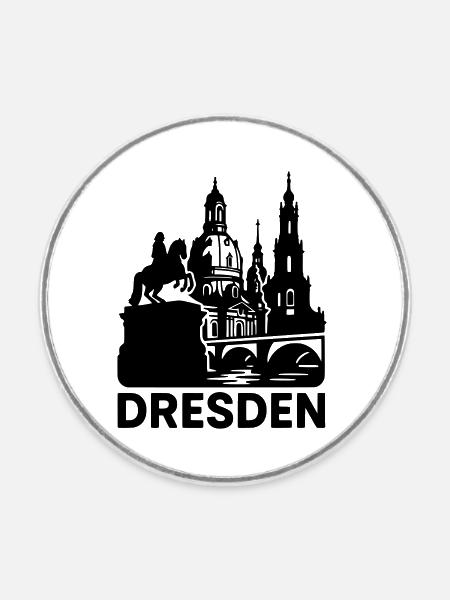 dresden wahrzeichen silhouette - Runder Kühlschrankmagnet - Weiß