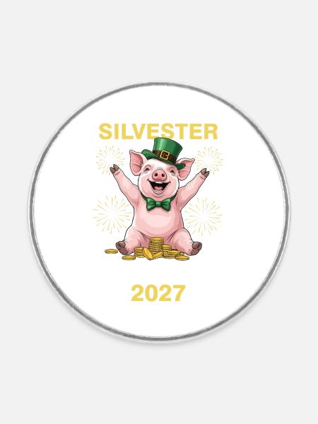Silvester Outfit 2026 - Runder Kühlschrankmagnet - Weiß