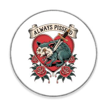 Angry Wolf Heart Tattoo Style - Round  fridge magnet - white - Front