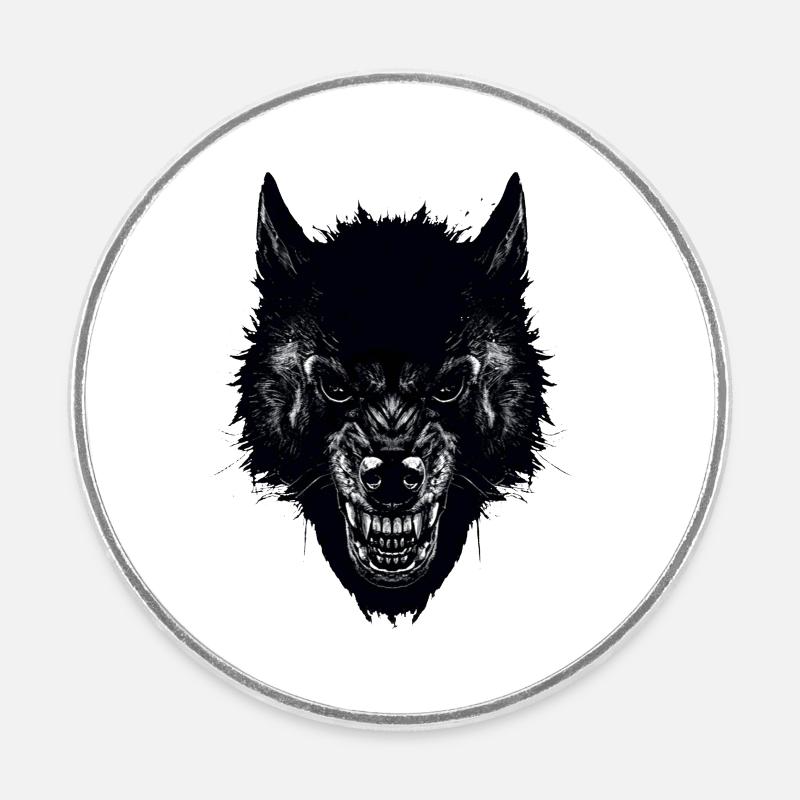 loup - Magnet rond - blanc