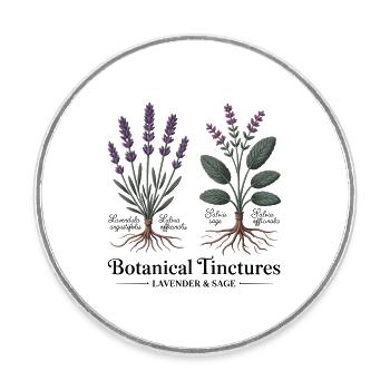 Lavendel & Salbei - Botanische Heilkräuter - Runder Kühlschrankmagnet - Weiß - Vorne
