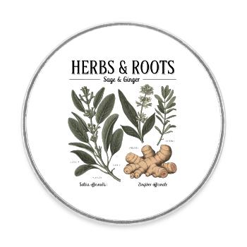 Herbs & Roots – Salbei & Ingwer - Runder Kühlschrankmagnet - Weiß - Vorne
