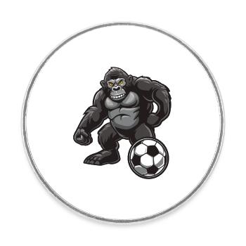 Football de gorille - Magnet rond - blanc - Devant