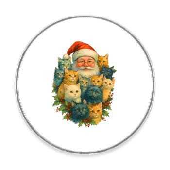 Santa Katzenvielfalt - Runder Kühlschrankmagnet - Weiß - Vorne