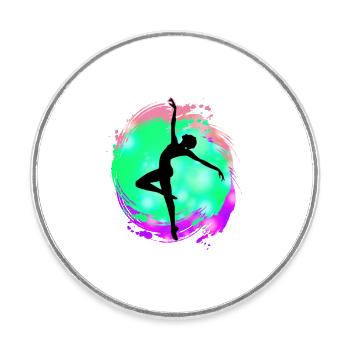 Silhouette de danseuse néon éclaboussure - Magnet rond - blanc - Devant
