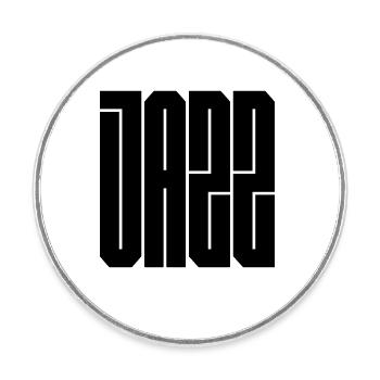Jazz bold typography logo - Round  fridge magnet - white - Front