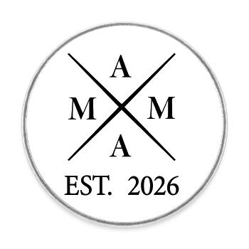 Mama EST 2026 - Runder Kühlschrankmagnet - Weiß - Vorne