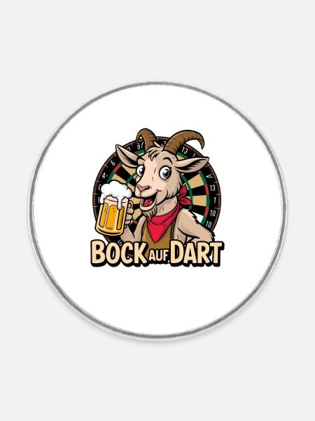 Bock Auf Dart Ziege Mit Bierkrug - Runder Kühlschrankmagnet - Weiß